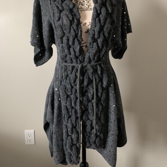 Grey Sequinned Knit Cardigan - Picture 9 of 9
